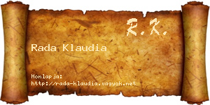 Rada Klaudia névjegykártya